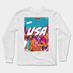 USA Graffiti Long Sleeve T-Shirt